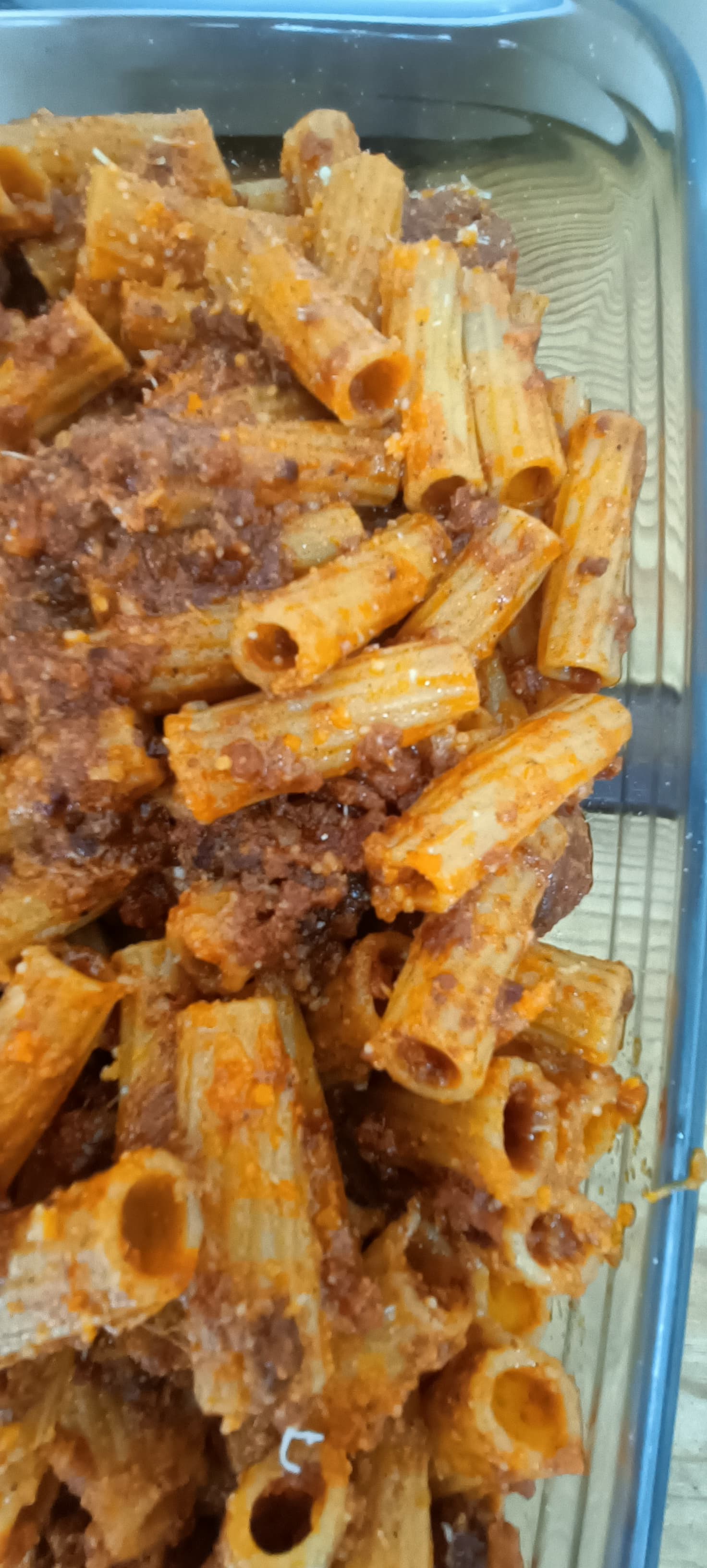 Macaroni in sauce with chorizo